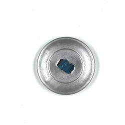 Birdseye view tiny aluminium pot lid.