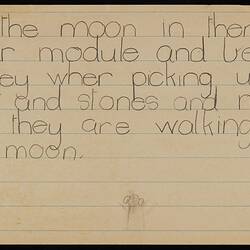 Student Work - Moon Landing, John Callaghan, Altona Primary School, 21 Jul 1969