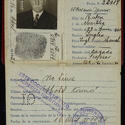 Passport, Punta Arenas, Magallanes, Tierra Del Fuego, Chile, Apr 1929