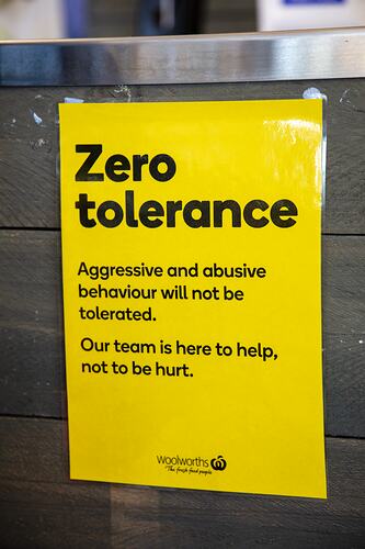 Yello information poster with printed text.