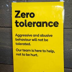 Digital Photograph - 'Zero Tolerance for Abuse' Notice, Woolworths, Blackburn South, 18 May 2020