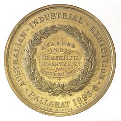 Medal - Australian Industrial Exhibition, Ballarat, 1895-6 AD