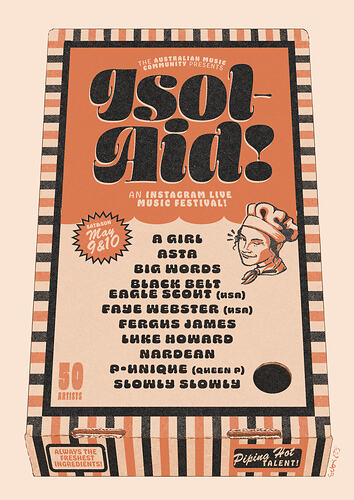 Isol-Aid Online Music Festival, Edition 8, Designed by Sebastian White, 9-10 May 2020