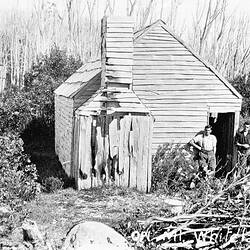 Negative - Bushwalkers at Hut, Mount Buffalo, Victoria, 1919