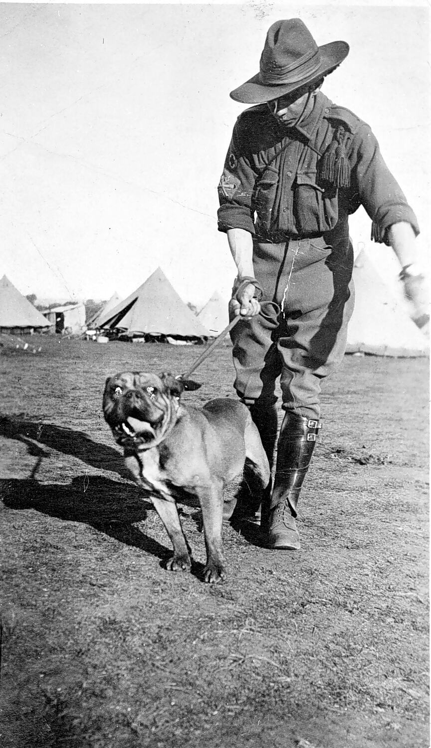 Negative - Soldier with Dog, Broadmeadows Army Camp, Victoria, World ...