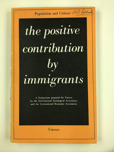 HT 56088, Book - 'The Positive Contribution By Immigrants', UNESCO Symposium, Paris 1960 (MIGRATION), Document, Registered