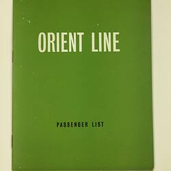 HT 54694, Booklet - Orient Line, Passenger List, 26 Feb 1959 (MIGRATION), Document, Registered