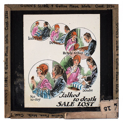 Lantern Slide - Universal Opportunity League, 'Talked to Death, Sale Lost'