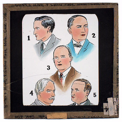 Lantern Slide - Universal Opportunity League, Five Male Heads