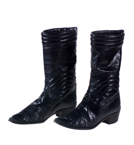 Black leather boots.