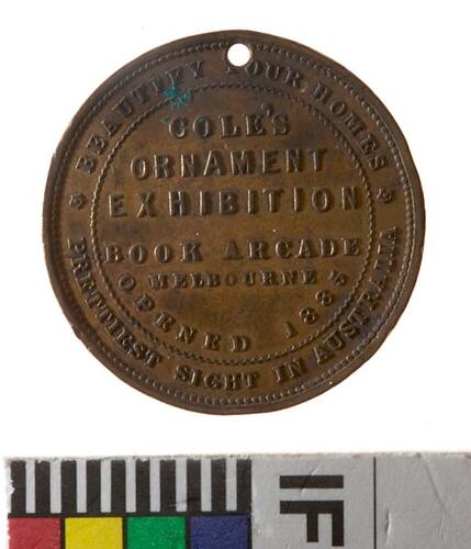 Medal - Cole's Book Arcade, Ornament Exhibition, Australia, 1885 (AD)