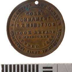 Medal - Ornament Exhibition, Cole's Book Arcade, Victoria, Australia, 1885