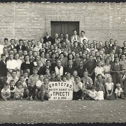 Digital Image - Congregation at Brotherhood of Our Lady Church, San Saba Main Refugee Camp, Trieste, Italy, 1953