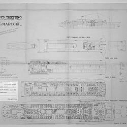 Accommodation Plan - Lloyd Triestino Liner G. Marconi (unfolded)