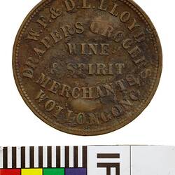 Token - 1 Penny, W.F.& D.L. Lloyd, Grocers, Wine & Spirit Merchants,  Wollongong, New South Wales, Australia, 1859