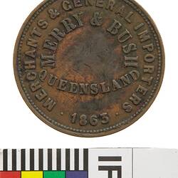 Token - 1 Penny, Merry & Bush, General Merchants, Toowoomba, Queensland, Australia, 1863