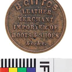 Token - 1 Penny, B. Gittos, Leather Merchant, Auckland, New Zealand, 1864