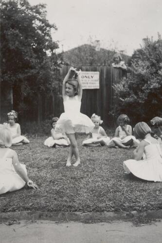 Digital Photograph - Girls Dancing at Kindergarten End of Year Performance,   Deepdene Tennis Club, 1954