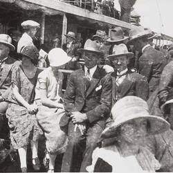 Digital Photograph - Crowd of Passengers Sitting on Steamer Ferry, Port Phillip Bay, circa 1920