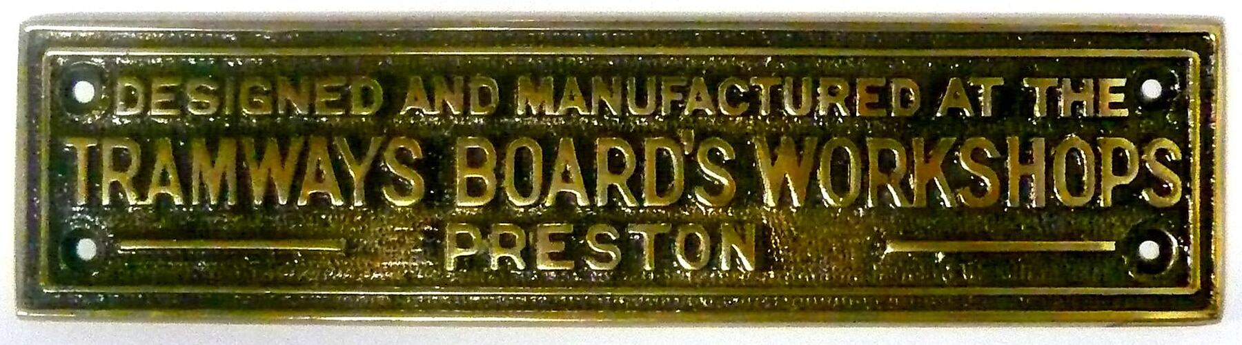 Tram Builder's Plate - Melbourne & Metropolitan Tramways Board, Preston, pre 1990