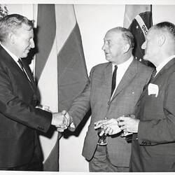 Photograph - Massey Ferguson, Premier Bolte & HP Weber at the Official Opening of the Sunshine Foundry, Sunshine, Victoria, 1967
