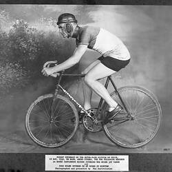 Copy Negative - Hubert Opperman on Motor Pace Bicycle, Jun 1932