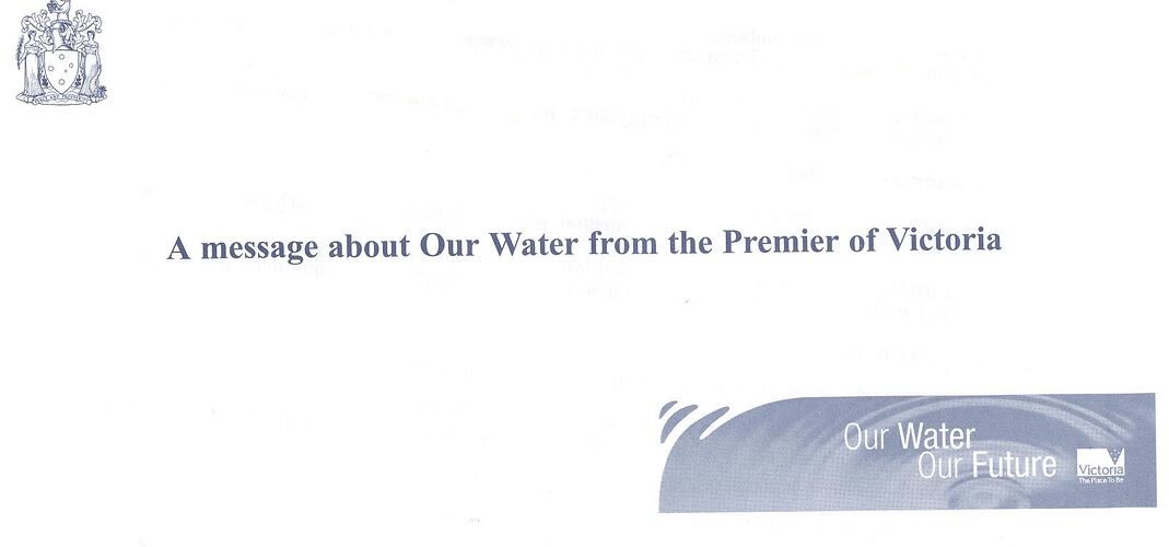 Envelope - 'A Message About our Water from the Premier of Victoria', 2003
