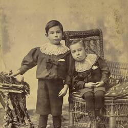 Bill & Bert Gilchrist, Formally Dressed, Studio Portrait, Collingwood, circa 1888-1889