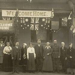 Digital Photograph - Returned Serviceman and Family at His World War I Homecoming, Brunswick, 1919