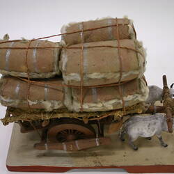 Indian Figure - Cart Laden with Cotton Drawn by Two Bullocks, Lucknow, Clay, circa 1880