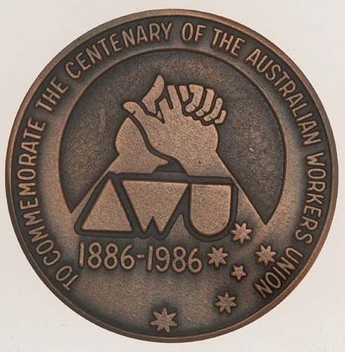 Medal - Centenary of Australian Workers Union,1986 AD