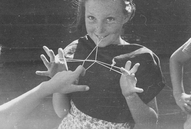 Photograph - Girl Playing 'See-Saw' String Game, Dorothy Howard Tour, 1954-1955