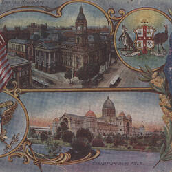 Postcard - Town Hall & Exhibition Building, WT Pater, Melbourne, 1908