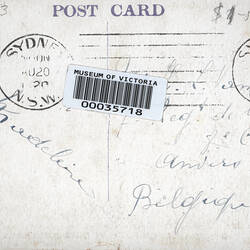 Postcard - South West Facade, Exhibition Building, Melbourne Series, Melbourne, circa 1920 (Reverse)