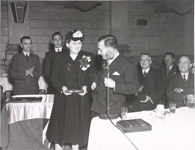 Photograph - Dinner for Returned World War II Personnel, Plaque Presentation to Woman, Kodak, Sydney, 1946-1947