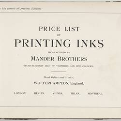 Book - Price List of Printing Inks