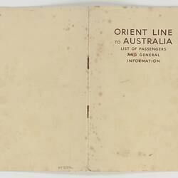 Booklet - 'List of Passengers & General Information', Orient Line, 31 May 1955