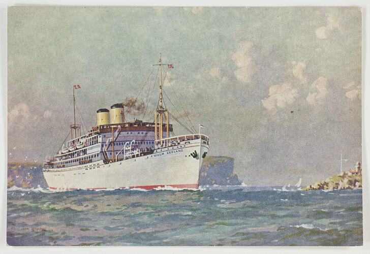 Postcard - SS Nieuw Zeeland, 1938