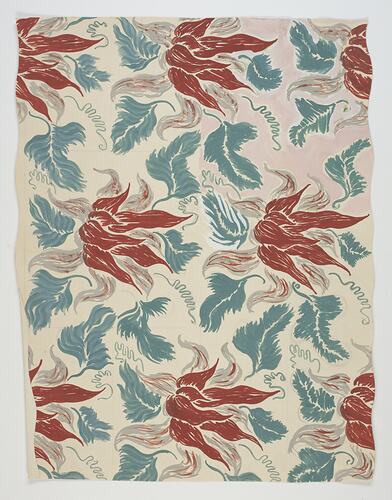 Artwork - Design for Textiles, Flowers & Leaves, Brown, Grey & Green, circa 1950s