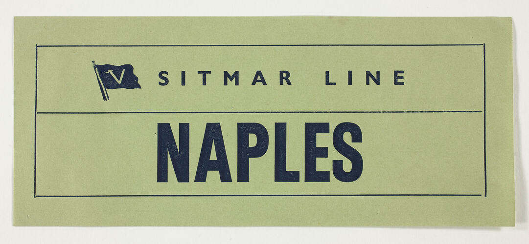 Baggage Label - Sitmar Line, Naples, circa 1950s