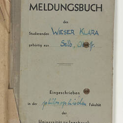 Attendance Record - Innsbruck University, Issued to Claire Wieser, Austria, 1944