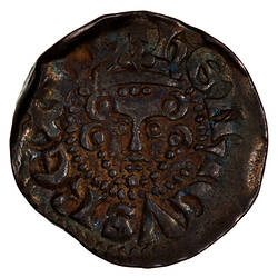 Coin, round, crowned bust of the King facing within a beaded circle; around; HENRICVS REX III.