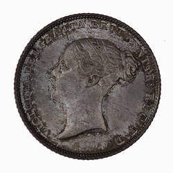 Coin - Sixpence, Queen Victoria, Great Britain, 1845 (Obverse)