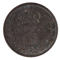Coin - Threepence, Queen Victoria, Great Britain, 1887 (Reverse)