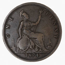 Coin - Penny, Queen Victoria, Great Britain, 1874