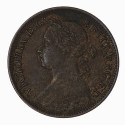 Coin - Farthing, Queen Victoria, Great Britain, 1885 (Obverse)