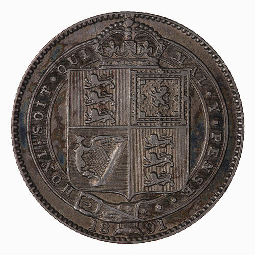 Coin - Shilling, Queen Victoria, Great Britain, 1891 (Reverse)