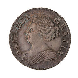Coin - 1 Shilling, Queen Anne, England, Great Britain, 1708 (Obverse)