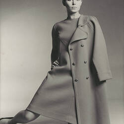 Photograph - Ricardo Knitwear, Female Model Wearing a Woollen Coat & Dress, Melbourne, circa 1968