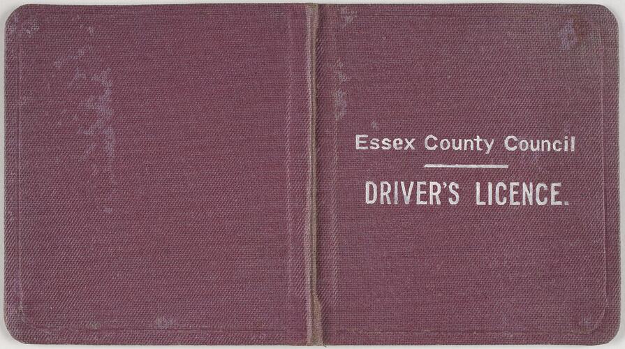 Driver's Licence - Archibald Gordon Maclaurin, Essex County Council, 1927-1928
